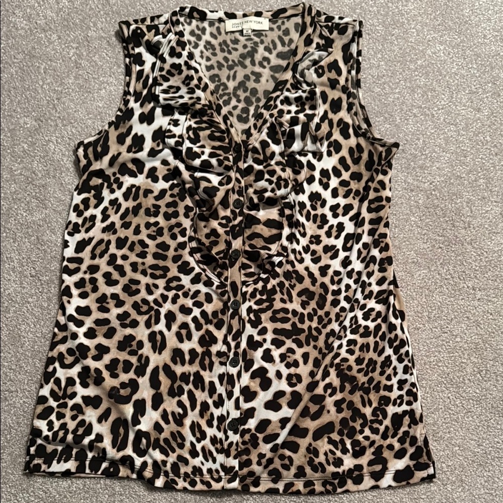 Leopard Print Jones New York Sleeveless Top